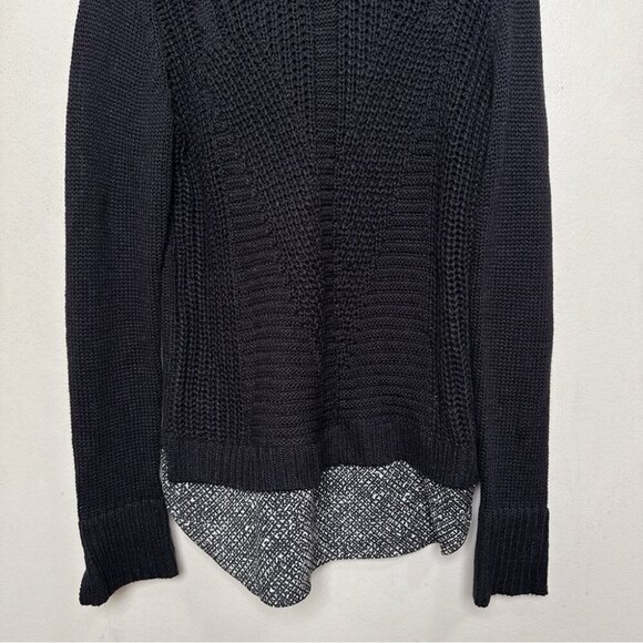 Calvin Klein Womens Medium Cable Open Knit  Shirt Hem Sweater In Black Color - Picture 3 of 11